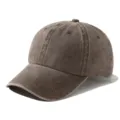 Cappellino da baseball marrone lavato vintage stile dad hat casual, visiera curva classica. - Regolabile / Caffè