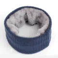 Winter fleece lined knitted neck warmer for men and women, thick warm solid color scarf. - Blue