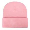 Gorro de punto rosa de invierno acrílico con vuelta hombre mujer sombrero cálido liso color - Ajustable / Rosa