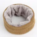 Knit infinity scarf for women and men winter warm thick fleece lined circle neck warmer loop - Khaki
