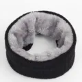 Black winter fleece lined neck warmer, thick knitted warm infinity scarf for men and women. - Black