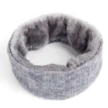 Grey winter warm plush lined infinity scarf for men and women, cozy knitted neck warmer. - Gray