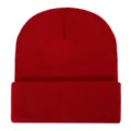 Gorro de punto rojo color sólido invierno cálido vuelta puño gorro para hombres mujeres - Ajustable / Burdeos