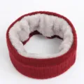 Red Fleece Lined Knit Neck Warmer Thick Winter Warm Infinity Scarf for Unisex Adults - Burgundy