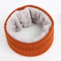Thickened plush lined knitted loop scarf for winter warm fleece neck warmer unisex - Orange