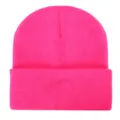 Gorro de punto rosa brillante liso para mujer y hombre, gorro de vuelta calido de invierno. - Ajustable / Rosa rojo