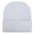 Gorro de punto acrílico liso para invierno, sombrero casual cálido en color blanco. - Ajustable / Blanco