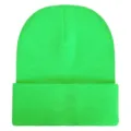 Gorro de punto acrílico verde neón para hombre y mujer gorro de invierno cálido liso - Ajustable / Verde Fluorescente