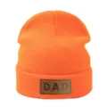 Oranje gebreide muts met DAD leer patch, warme winterskipas voor heren en dames muts. - Verstelbaar / Oranje