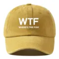 Unisex Washed Baumwolle Baseballcap mit WTF Buchdruck, lässiges Design für Frühling Sommer. - Verstellbar / Gelb