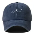 Berretto da baseball vintage lavato per uomo e donna con stampa di libellula unica. - Regolabile / Blu navy