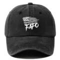 Gorra de béisbol de algodón lavado con estampado, dad hat retro para hombres y mujeres. - Negro