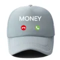 Graue Trucker Cap für Sommer, bequeme Mesh Baseballmütze mit Money Aufdruck und Sonnenschutz. - Verstellbar / Hellgrau