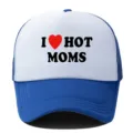 Atmungsaktive blau-weiße Trucker-Mütze mit I love hot moms Print für lässigen Alltagslook. - Verstellbar / Königsblau/Weiß