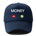 Dunkelblaue Trucker Cap mit Money Print und Anrufsymbolen, atmungsaktive Mesh Kappe Sommer. - Verstellbar / Marineblau