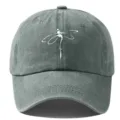 Berretto da baseball vintage lavato con elegante stampa di libellula bianca per protezione. - Regolabile / Grigio