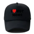 Gorra trucker negra con divertido estampado I love hot moms, gorra de malla transpirable. - Ajustable / Negro