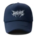 Casquette de baseball trucker bleu foncé avec filet et imprimé graphique style métal. - Réglable / Bleu marine