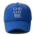 Casquette de baseball en filet d'ete bleu avec imprime lettre blanche, chapeau tendance. - Réglable / Casquette de baseball / Bleu saphir