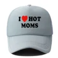Gorra trucker de malla gris con estampado I heart hot moms, gorra de béisbol casual transpirable. - Ajustable / Gris