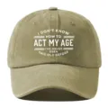 Klassieke gewassen katoenen honkbalpet met vintage quote opdruk en zachte ongestructureerde kroon. - Verstelbaar / Khaki