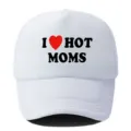Gorra de béisbol blanca con estampado I HOT MOMS de moda, sombrero trucker transpirable. - Ajustable / Blanco
