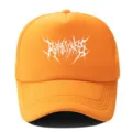 Casquette trucker orange avec impression métal blanche, casquette mesh style été. - Réglable / Orange