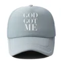 Casquette trucker grise d'été avec imprimé lettres blanches, casquette de baseball en mesh souple. - Réglable / Casquette de baseball / Gris clair