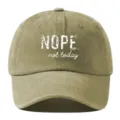 Vintage gewassen katoenen honkbalpet met letterprint casual zonneschermhoed voor dames dagelijks - Verstelbaar / Khaki