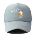 Grijze trucker pet met grappige bierprint, ademende mesh achterkant, casual zomerstijl. - Verstelbaar / Grijs