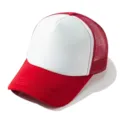 Red and white trucker hat, mesh baseball cap, summer sun protection adjustable blank cap - Adjustable / Red White