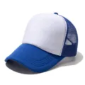 Blue and white mesh trucker hat with foam front panel, breathable back for summer. - Adjustable / Royal Blue/White