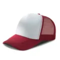 Red and white blank trucker hat mesh baseball cap for custom printing and outdoor sun. - Adjustable / Burgundy White