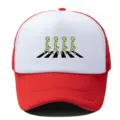 Gorra de camionero roja y blanca con estampado gráfico de alienígenas, malla transpirable. - Ajustable / Rojo Blanco
