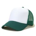 Green and white mesh trucker hat with foam front panel, breathable summer baseball cap. - Adjustable / Green/White