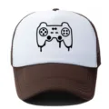 Cross-border new video game console printed baseball cap fashion hip-hop mesh sun hat - Adjustable / Coffee and White