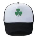 Green clover pattern breathable mesh baseball cap for outdoor summer sun protection. - Adjustable / Black and White