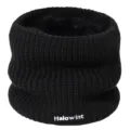 Zwarte dikke gebreide winter nekwarmer pluche thermische buiten fietsen warme sjaal - Zwart / Onder 60cm