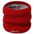 Red knitted neck gaiter for women, thick fleece lined winter warm infinity scarf. - Red / Under 60cm