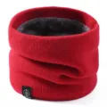 Scaldacollo in maglia caldo e spesso tinta unita sciarpa snood foderata in pile per inverno. - Scaldacollo Linea A / Borgogna