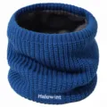 Blue fleece lined knitted neck warmer infinity scarf for winter cold weather gear - Blue / Under 60cm