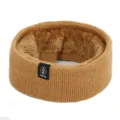 Khakifarbener Winter Strick Fleece gefütterter Halswärmer Schal für kalte Tage im Freien - Gelb