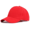 Casquette de baseball rouge unie visière classique incurvée chapeau de soleil décontracté - Réglable / Rouge