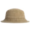 Classic washed cotton denim bucket hat for adults, casual solid color casual basin hat. - 55-60cm / Khaki