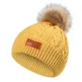Cappello Invernale Bambino Caldo Maglia Pon Pon Neonato Berretto Trecce Etichetta Pelle - 40-50cm / Giallo