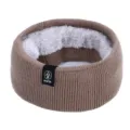 Winter Strick Fleece gefütterter Nackenschwärmer warmer dicker Rundschal für kaltes Wetter - Khaki