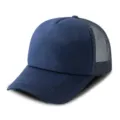 Plain dark blue trucker mesh cap for custom embroidery, casual outdoor sports baseball hat. - Adjustable / Navy Blue