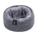 Grauer Strick-Halswärmer mit gemütlichem Fleecefutter, warmer Winterschal für Damen und Herren. - Dunkelgrau