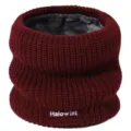 Warme gebreide nekwarmer met dikke fleece voering voor dames en heren, rode buff sjaal. - Bordeauxrood / Onder 60cm