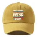 Gorra de beisbol de algodon lavado vintage con eslogan estampado para el uso diario casual. - Ajustable / Amarillo